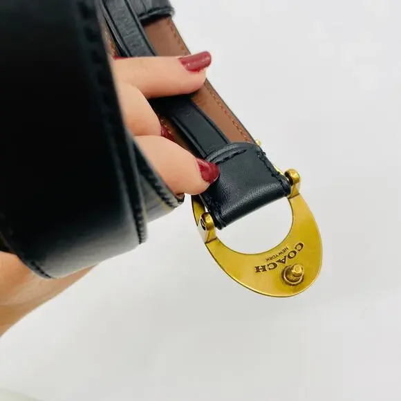 Coach L Signature Buckle Black leather Belt - Picture 4 of 5